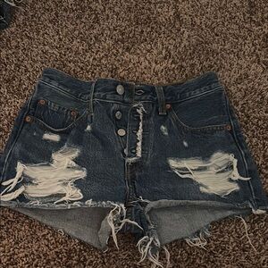 Levi's Blue Distressed Jean Shorts